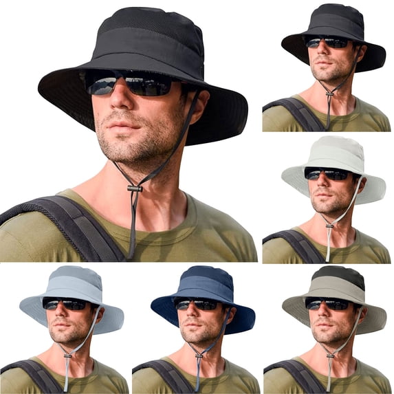 Lispipm Sun Hats for Men Women Wide Brim Bucket Hat Outdoor Beach Hiking Fishing Caps Mesh Packable Summer Cap Green