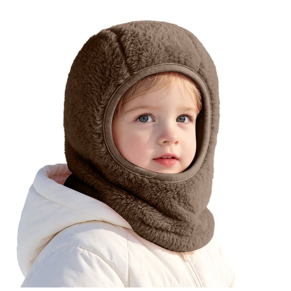 Lispipm Toddler Kids Fleece Balaclavas Hood Windproof Soft Full Head Neck Warmer Hat Baby Boy Girl Winter Accessory Brown 6-36 Months