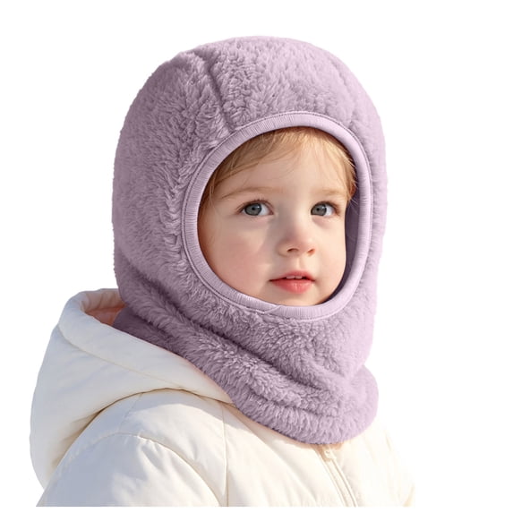 Lispipm Toddler Kids Fleece Balaclavas Hood Windproof Soft Full Head Neck Warmer Hat Baby Boy Girl Winter Accessory Purple 6-36 Months
