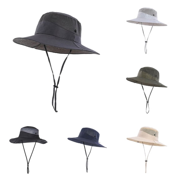 Lispipm Wide Brim Sun Hat for Women Men Breathable Mesh Packable Bucket Hats Outdoor Fishing Hiking Beach Garden Work Caps Black