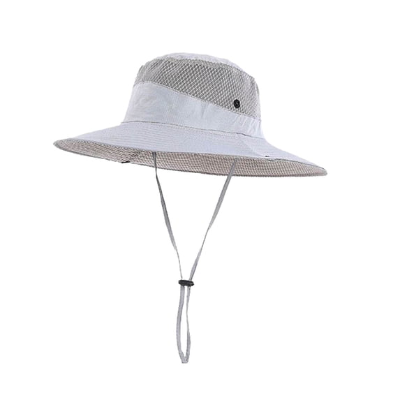 Lispipm Wide Brim Sun Hat for Women Men Breathable Mesh Packable Bucket Hats Outdoor Fishing Hiking Beach Garden Work Caps Gray