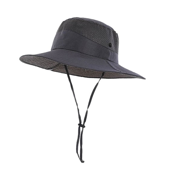Lispipm Wide Brim Sun Hat for Women Men Breathable Mesh Packable Bucket Hats Outdoor Fishing Hiking Beach Garden Work Caps Gray