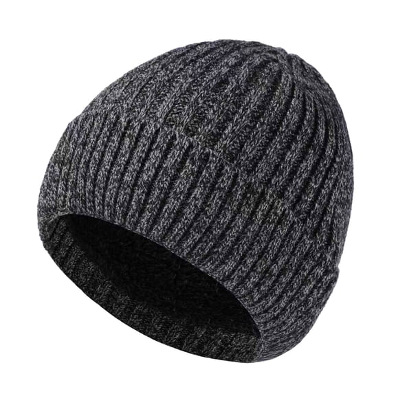 Lispipm Winter Bean1e for Men Women Casual Soft Warm Brimless Woolen Hats College Snowy Sports Knitted Wool Cuffed Cap Gray