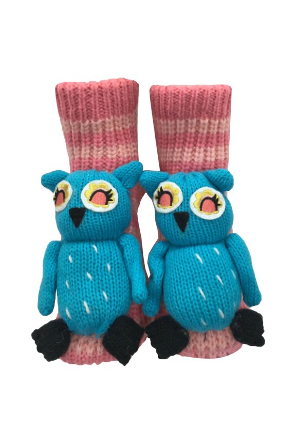 Winter Christmas Stockings for Women Knitted Home Funny Cartoon Socks Floor Carpet Stockings for Family Party Pink