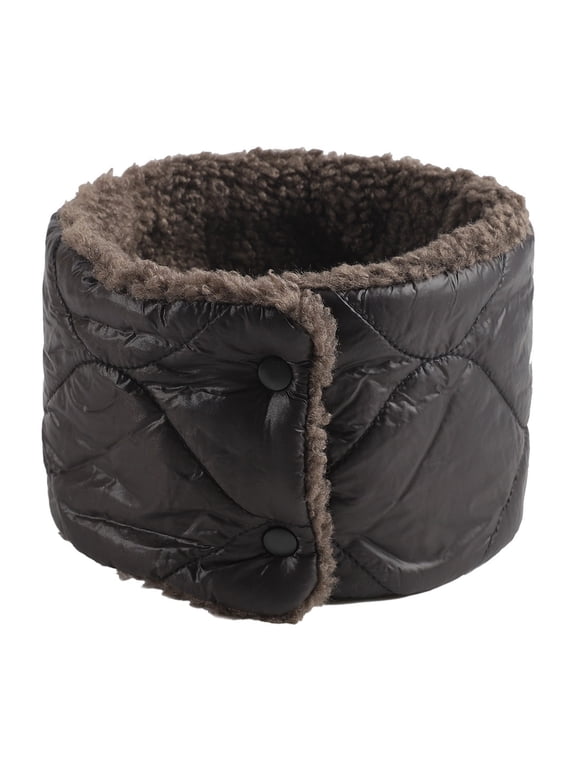 Winter Fleece Neck Scarf for Women Men Button Warmer Neck Gaiter Windproof Outdoor Running Skiing Scarves Black