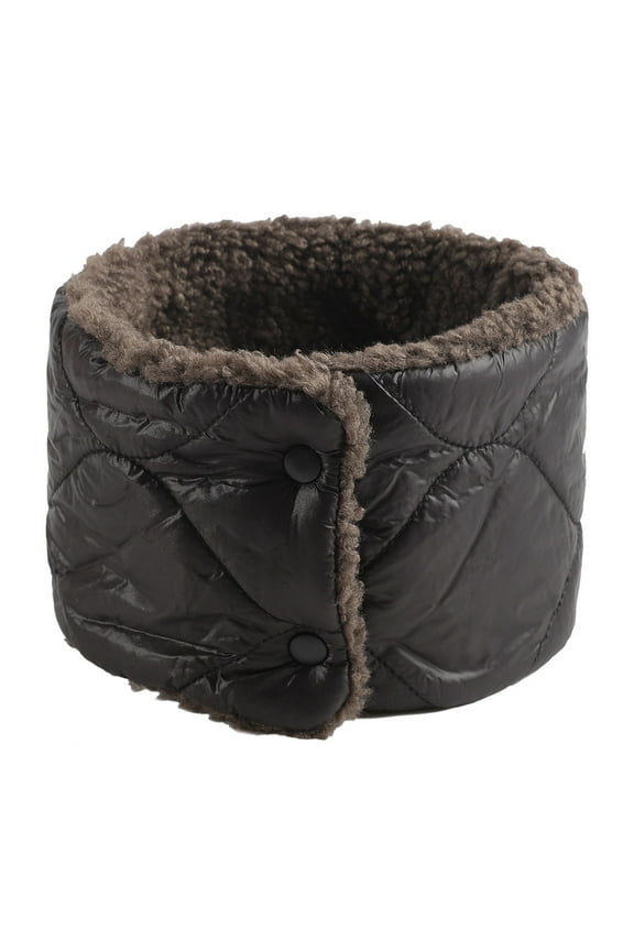 Winter Fleece Neck Scarf for Women Men Button Warmer Neck Gaiter Windproof Outdoor Running Skiing Scarves Black