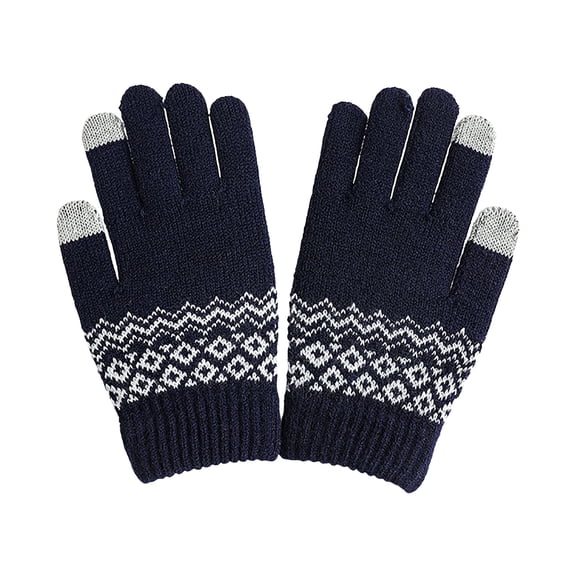 Lispipm Winter Gloves for Women and Men Touchable Screen Thermal Running Soft Skinfriendly Knitted Mittens for Outdoor Hiking Navy