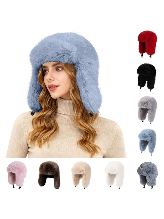 Winter Hats for Women Men Warm Coldproof Plush Fleece Earflap Hats Thick Lei Feng Hats for Outdoors Cold Weather Beige