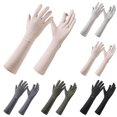 thumbnail image 1 of Lispipm Women Men Touching Screen Driving Gloves Ice Silk Full Finger Long Sun Arm Sleeves for Summer Outdoor Sports Running Beige, 1 of 4