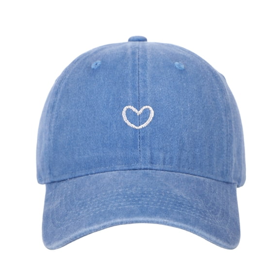 Lispipm Women Men Washed Cotton Plain Baseball Cap Embroidery Heart Adjustable Dad Hats Low Profile Outdoor Sun Cap Blue