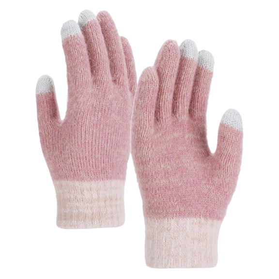 Lispipm Women Mens Knit Winter Gloves Thermal Soft Furry Fleece Gloves Stretchy Snowy Weather Windproof Absorbent Mittens