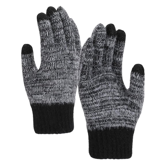 Lispipm Women Mens Knit Winter Gloves Thermal Soft Furry Fleece Gloves Stretchy Snowy Weather Windproof Absorbent Mittens