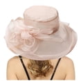 thumbnail image 1 of Lispipm Women Organzas Church Tea Party Hats Wide Brim Accessory Fascinator Formal Hat Ladies Summer Outdoor Sun Caps Pink, 1 of 4