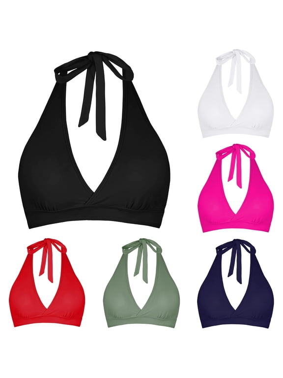 Women's Bikini Top 2026 Summer String Padded Wirefree Push Up Swim Top Ladies Vacation Travel Swimwear Green L