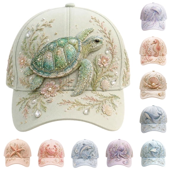 Lispipm Women's Fashion Baseball Caps Embroidered Rhinestone Decor Cap Ladies Adjustable Outdoor Sun Hat for Travel
