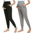thumbnail image 1 of Lispipm Women's Maternity Pants with Pockets Stretchy Workout Sweatpants Casual Loose Comfy Lounging Pants Black L, 1 of 7
