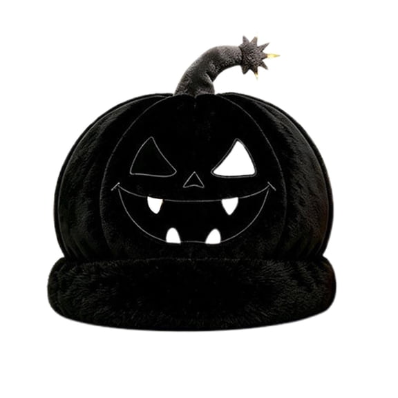 Lispipm Women's Mens Halloween Pumpkin Hat Warm Funny Pumpkins Plush Caps Outdoor Party Hat for Festival Gift