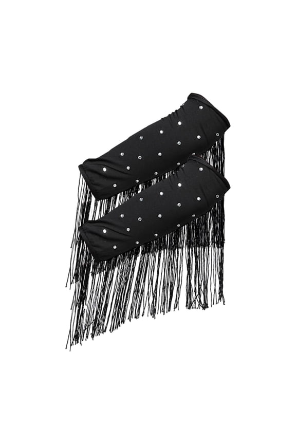 Women's Retro Long Opera Pageant Gloves 1920s Fringe Fingerless Elbow Glove for Costume Party Wedding Arm Sleeves Black