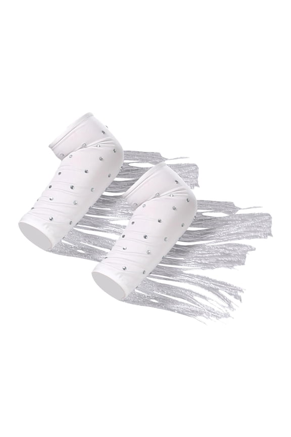 Women's Retro Long Opera Pageant Gloves 1920s Fringe Fingerless Elbow Glove for Costume Party Wedding Arm Sleeves Silver