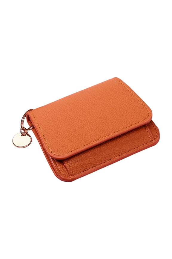Womens Fashion Short Wallet RFID Blocking Colorful Cute Card Holder Pendant Zip Snap Button Coin Purse for Ladies Gifts Orange