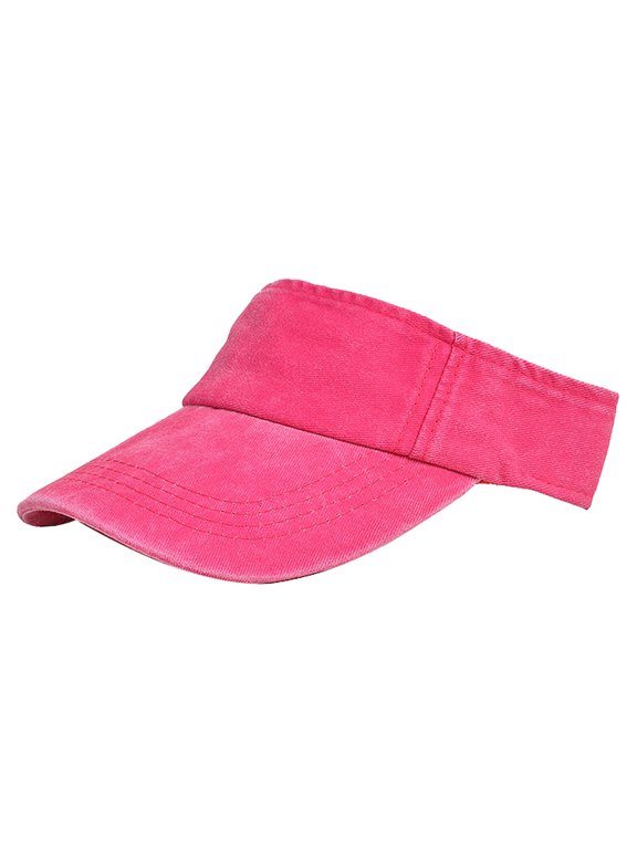 Womens Mens Summer Sun Visor Caps Retro Washed Cotton Sports Cap Outdoor Baceball Athletic Hat for Vacation Pink
