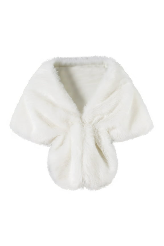 Womens Winter Shawl Furry Shawl Cloak Ladies Wedding Party Accessory Warmer Plush Cape for Snowy Day Shopping White