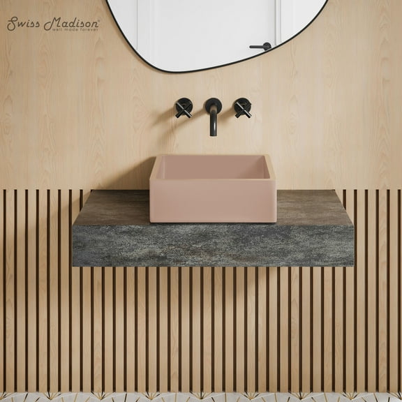 Lisse 15.5" Concrete Square Vessel Sink in Matte Blush