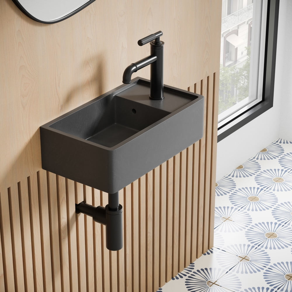 Lisse 17.5" Dark Grey Ceramic Wall-Mount Vessel Sink