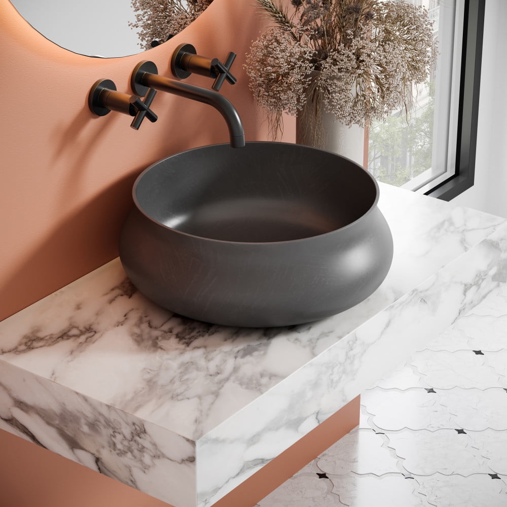 Lisse 18" Dark Grey Concrete Round Vessel Sink