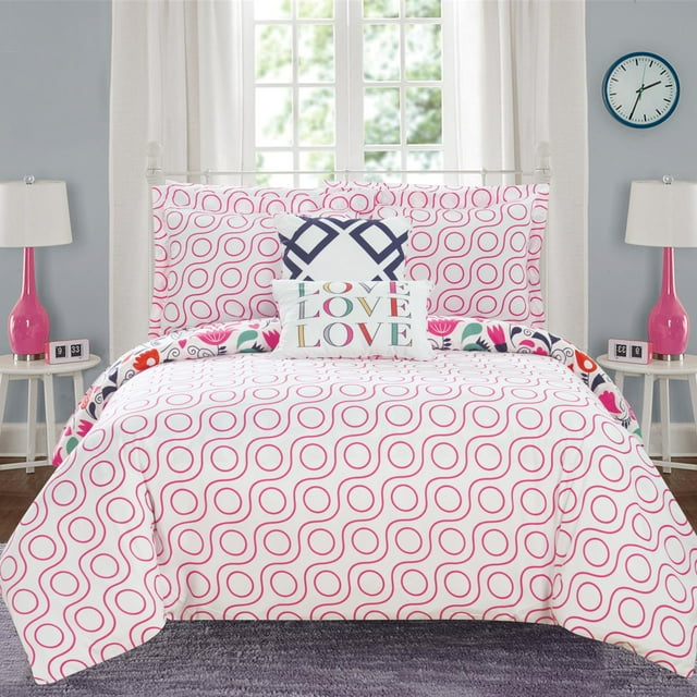Lisse 9 or 7 Piece Reversible Comforter Set Print Design