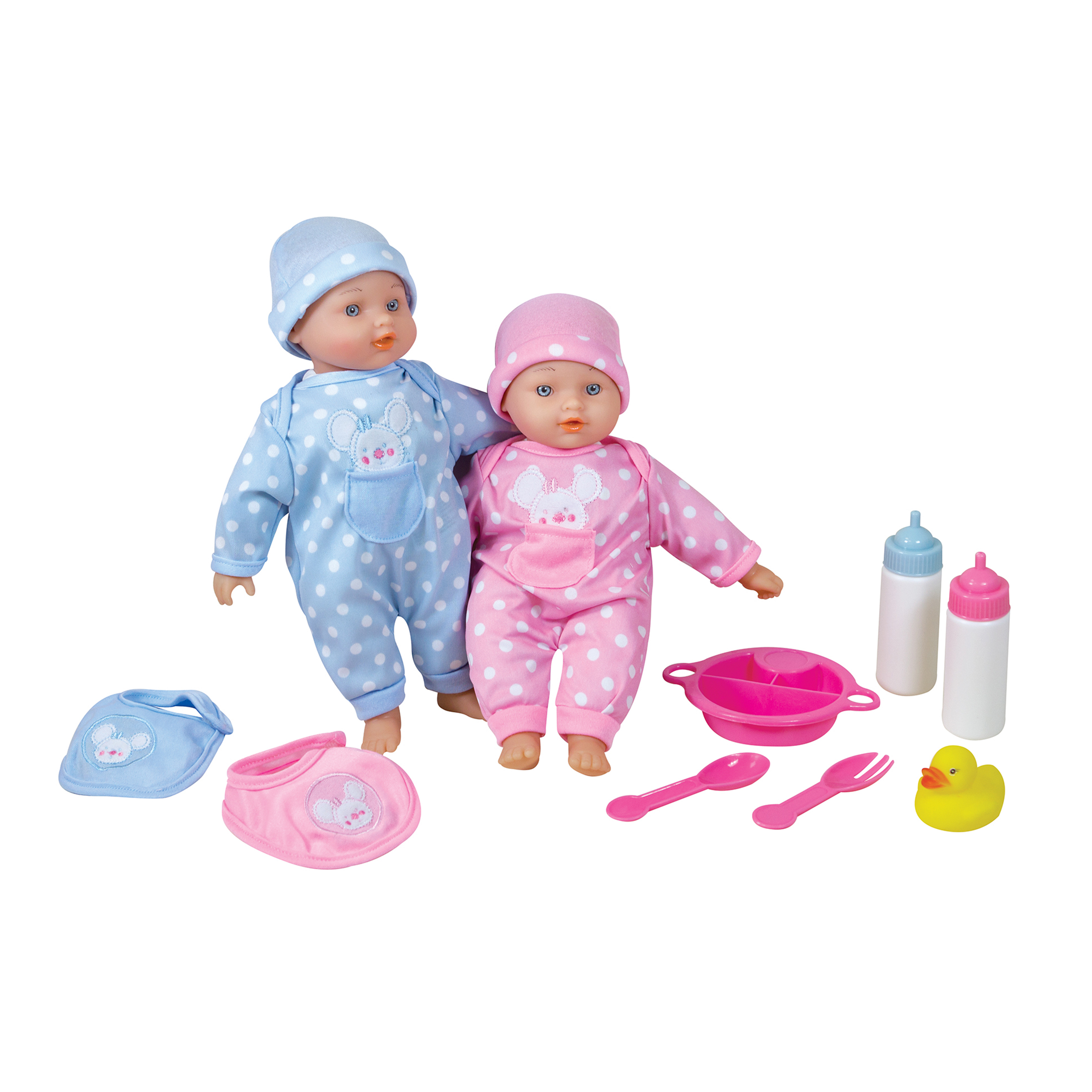 Lissi Twin Highchair & Baby Dolls Playset - Pink & Yellow, Ages 2+ main image 0