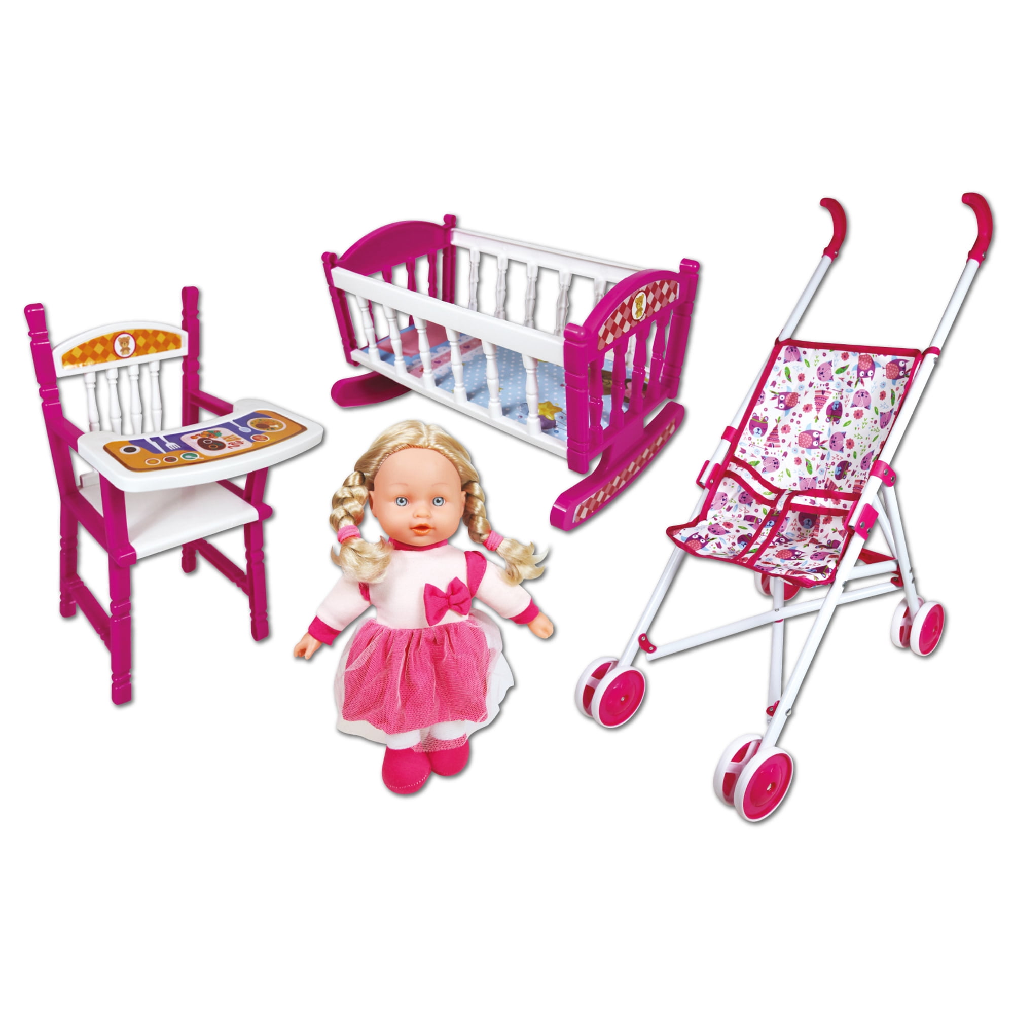 Doll Accessories Doll Bed And Highchair Set Bedding Sets Baby