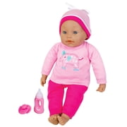 Lissi 16" Interactive Baby Doll Beatrice - Hot Pink & Elephant Outfit, Matching Cap, 7 Sound Functions, Bottle-Pacifier, Roleplay Toy, Kid-Toddler 2+