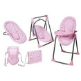 thumbnail image 1 of Lissi: 6-In-1 Convertible Highchair Play Set - Pink & Grey Polka Dot - Highchair-Swing-Bed-Carrier, Toy Bag & Accessories For Dolls Up To 18", Kids 3+, 1 of 6