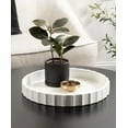 thumbnail image 1 of Lissi Decorative Round Tray with Wavy Design; 16 Inch Diameter; White; Modern Scalloped Circle Serving Tray for Coffee Table Ottoman; Dining Table; or Entryway Catch-All Tray, 1 of 7