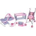 thumbnail image 1 of Lissi: 16" Baby Doll Playset - Pink-Blue-Polka Dot - Umbrella Stroller, Travel Bed, Playpen, Bouncer, Handbag, Toy Care Accessories, Kids-Toddlers 2+, 1 of 10