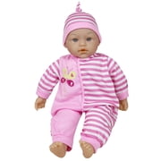 Lissi 16 Talking Baby Doll - Pink & White Striped Butterfly Onesie, Matching Hat, 24 Interactive Sounds, Soft Body, Roleplay Toy, Kids-Toddlers 2+
