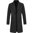 thumbnail image 1 of Lisskolo Men's Classic Wool Trench Overcoat - Single Breasted Mid Long Wool Blend Top Pea Coat/ Jacket - Medium / Black, 1 of 1