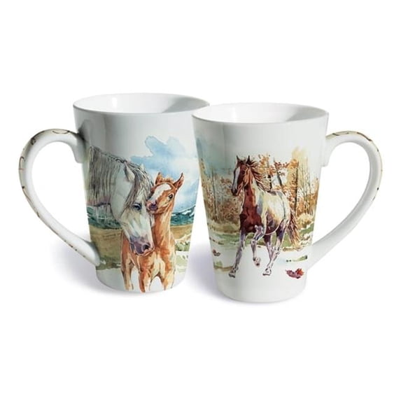 Lissom Design 35069 12 oz Porcelain Mug - Wild Mustang