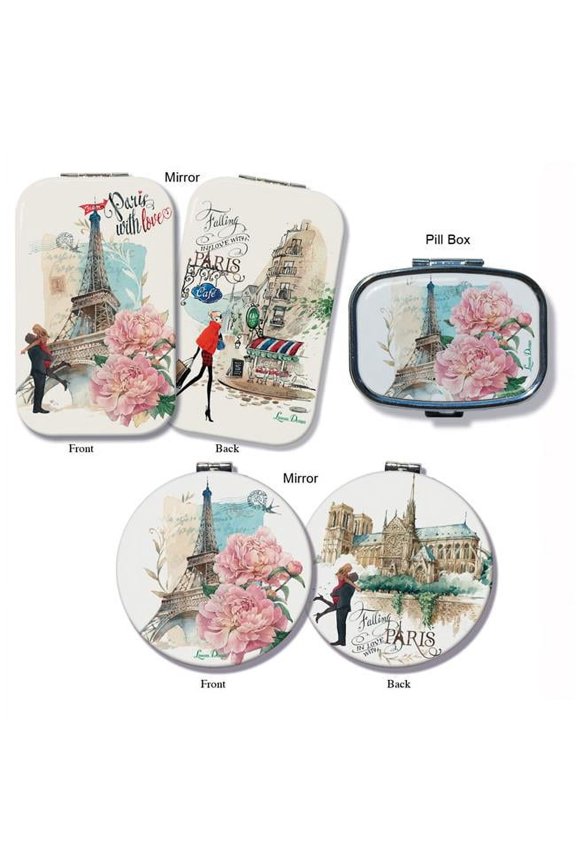 3 Paris with Love Mirror & Pill Box Set