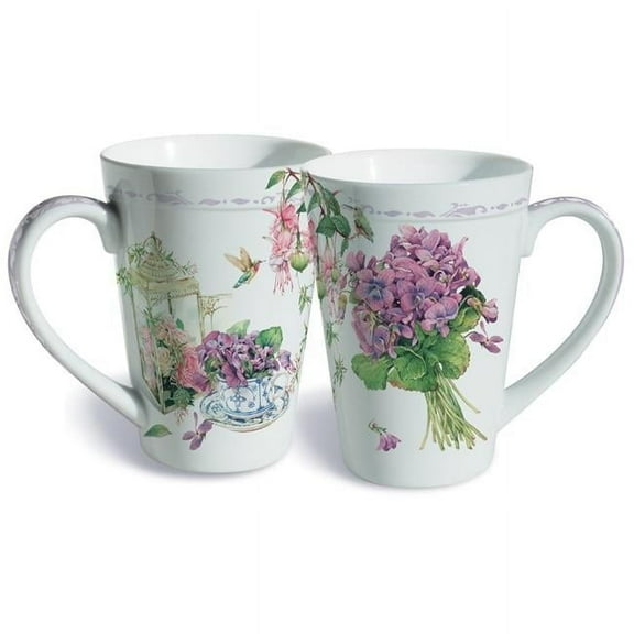 Lissom Design 35072 12 oz Sweet Violets Porcelain Mug