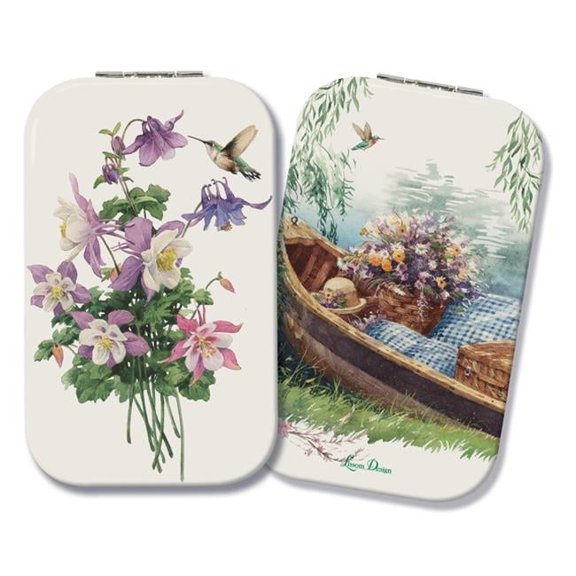 Lissom Design 61077 3.5 x 2.63 x 0.50 in. Lakeside Breeze Compact Mirror, Bayside