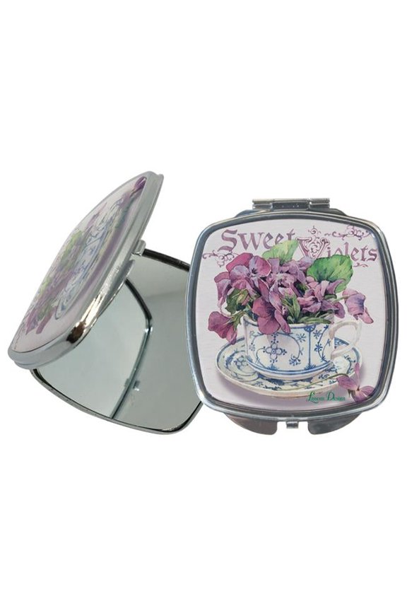 61072 Sweet Violets Compact Make Up Magnifying Mirror
