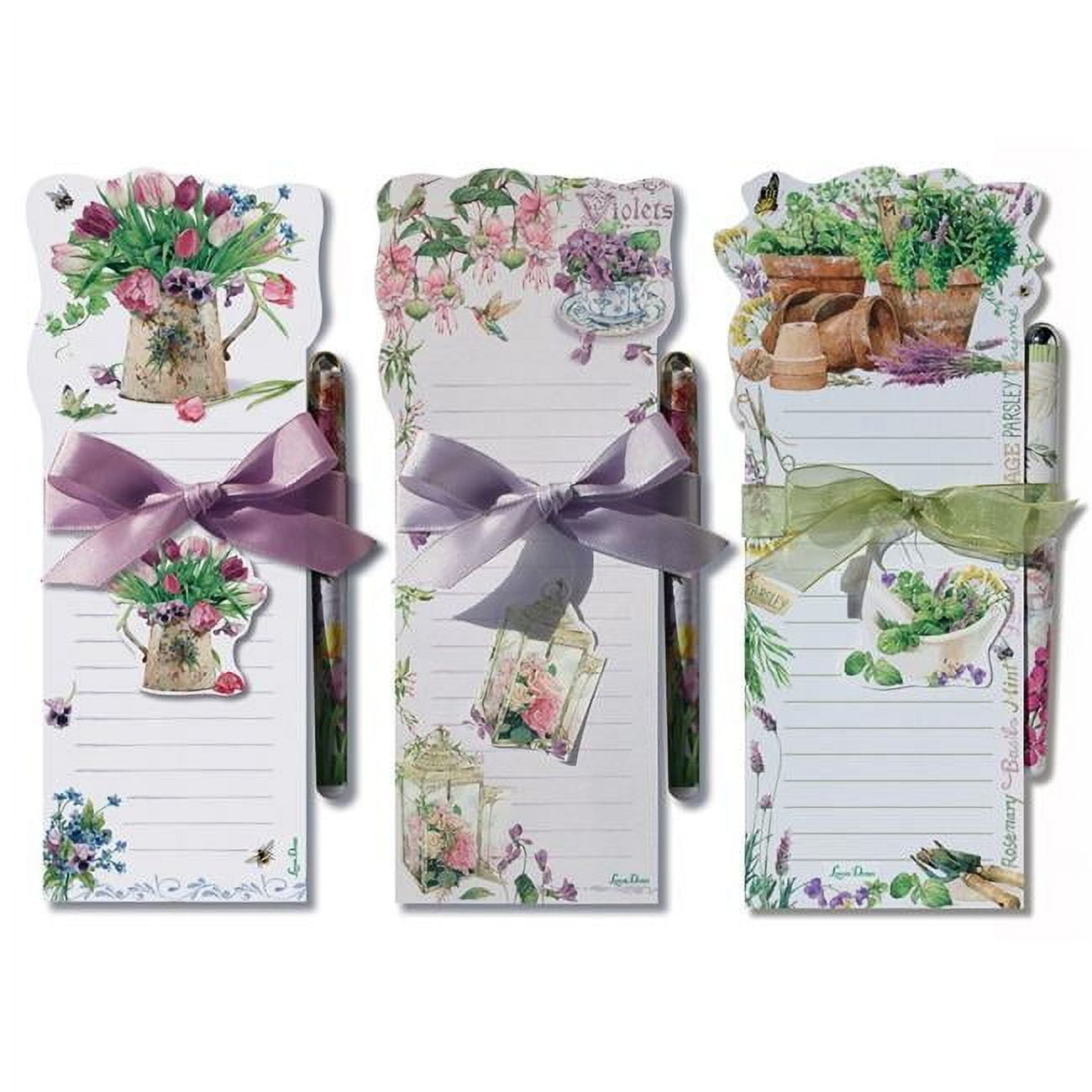 Lissom Design W21074 Floral Affection 3 Die-Cut Magnetic List Notepad Sets
