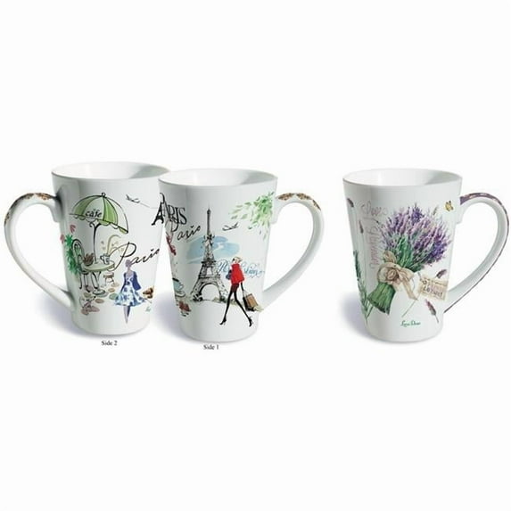 Lissom Design W35056 Avila 2 Piece French Accents Fine Porcelain Gift Mug Set
