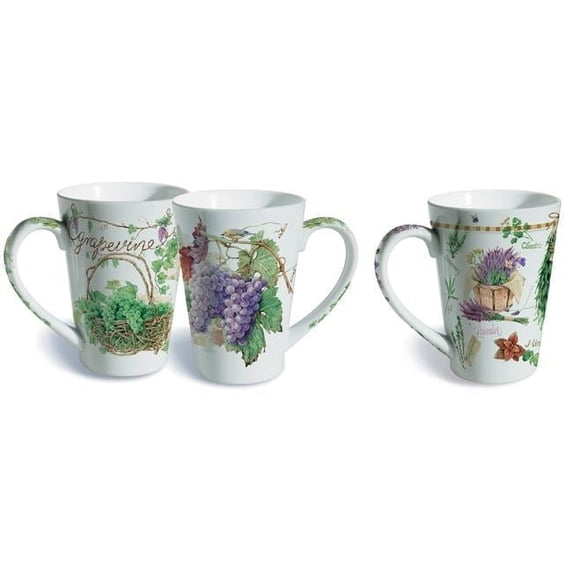 Lissom Design W35061 Barnett 2 Piece Wine Country Fine Porcelain Gift Mug Set