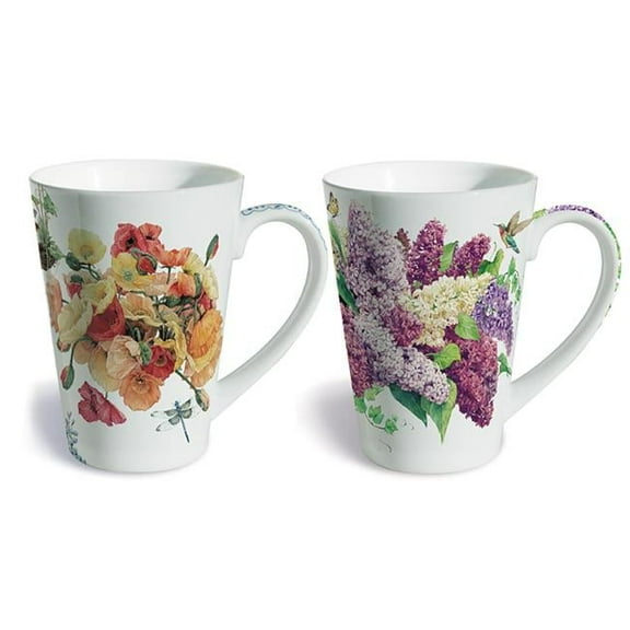 Lissom Design W35068 2 Piece Enchanted Garden Fine Porcelain Gift Mug Set