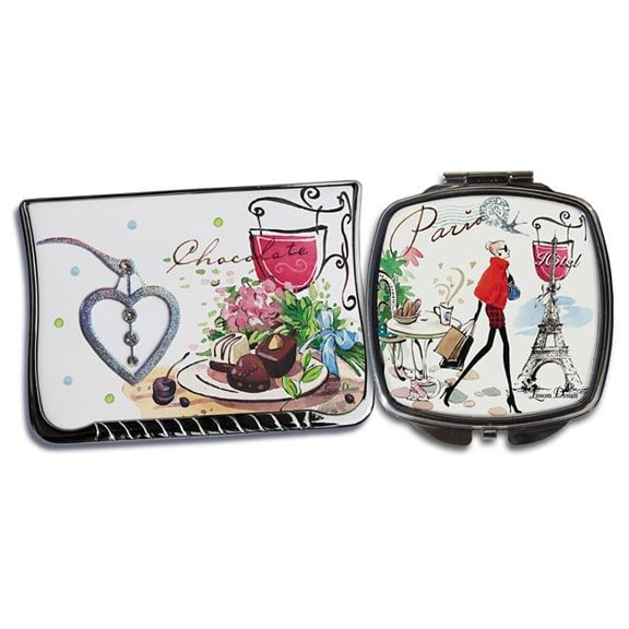 Lissom Design W61037 2 Piece Paris Fashion Compact Mirror Set