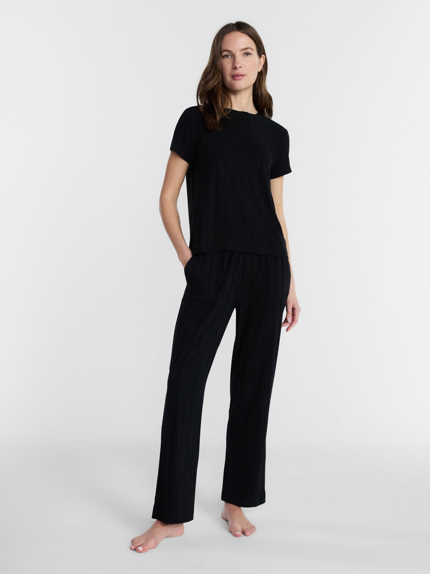 Lissome Women's Rib Knit Top and Pants Pajama Set, 2-Piece, Sizes S-3X