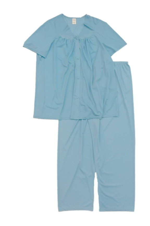 Lounge Womens Baby Blue Silky Soft Semi-Sheer Pajamas Sleep Set 2X
